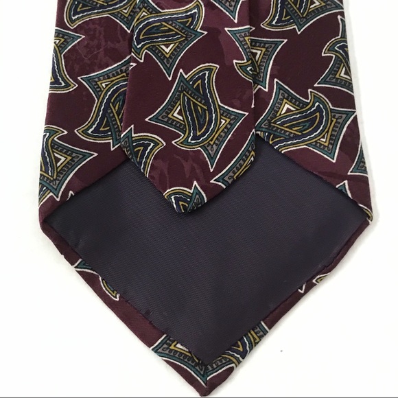 NWT Burgundy Purple Green Gold Cream Silk Tie - Picture 2 of 10